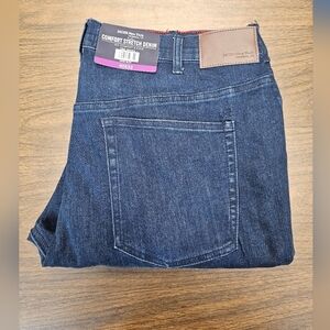 (58)Jachs New York Comfort Stretch Denim Jeans, Dark Blue, Size 40x32